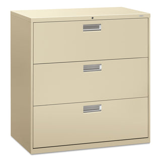 Brigade 600 Series Lateral File, 3 Legal/Letter-Size File Drawers, Putty, 42" x 18" x 39.13