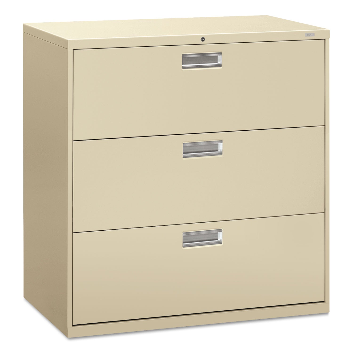 Brigade 600 Series Lateral File, 3 Legal/Letter-Size File Drawers, Putty, 42" x 18" x 39.13 - 