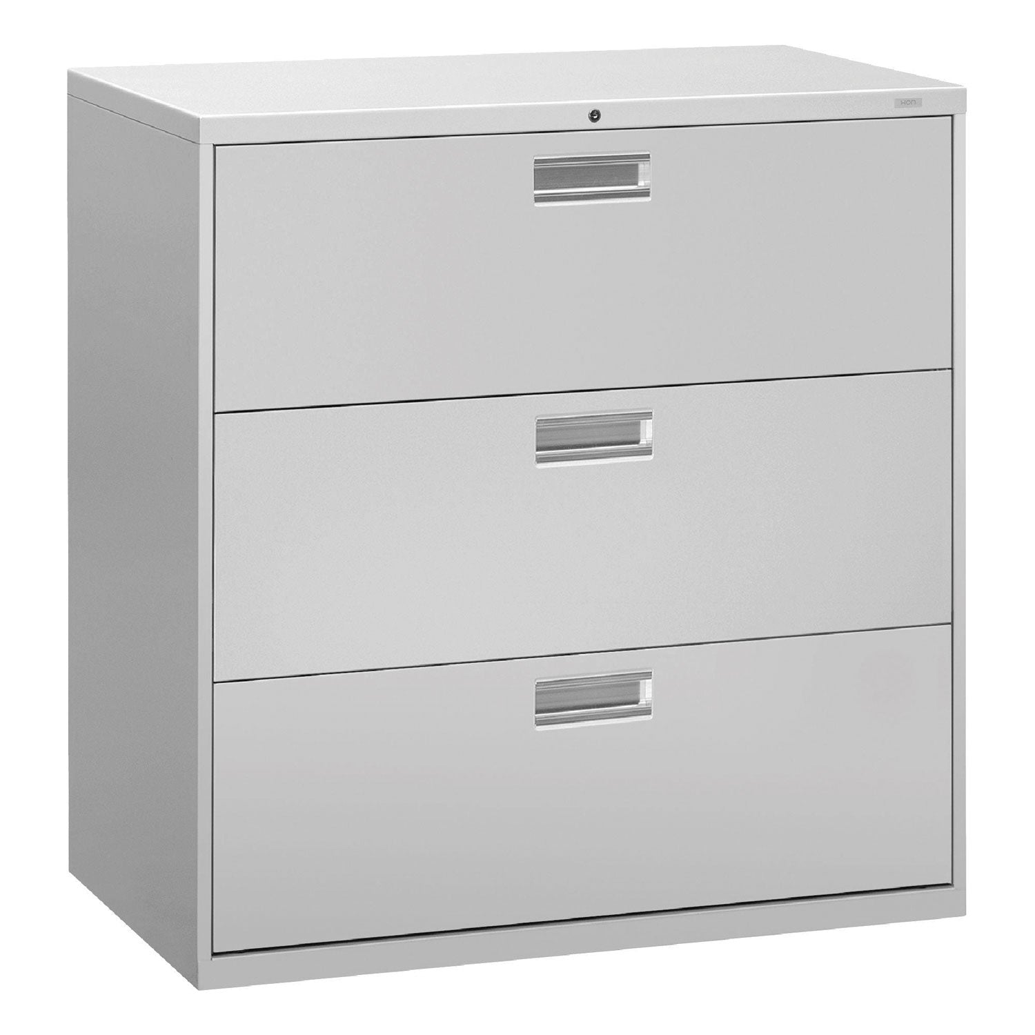 Brigade 600 Series Lateral File, 3 Legal/Letter-Size File Drawers, Light Gray, 42" x 18" x 39.13 - 