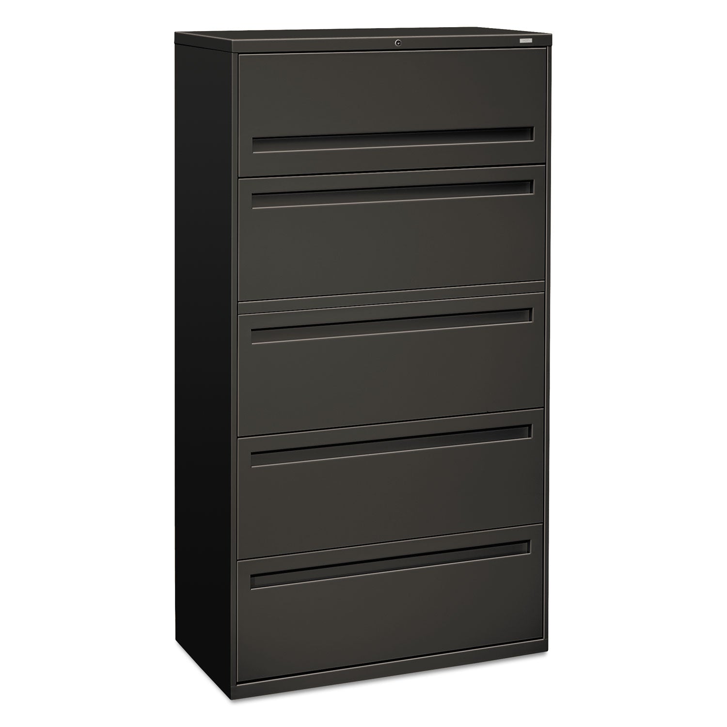Brigade 700 Series Lateral File, 4 Legal/Letter-Size File Drawers, 1 File Shelf, 1 Post Shelf, Charcoal, 36" x 18" x 64.25