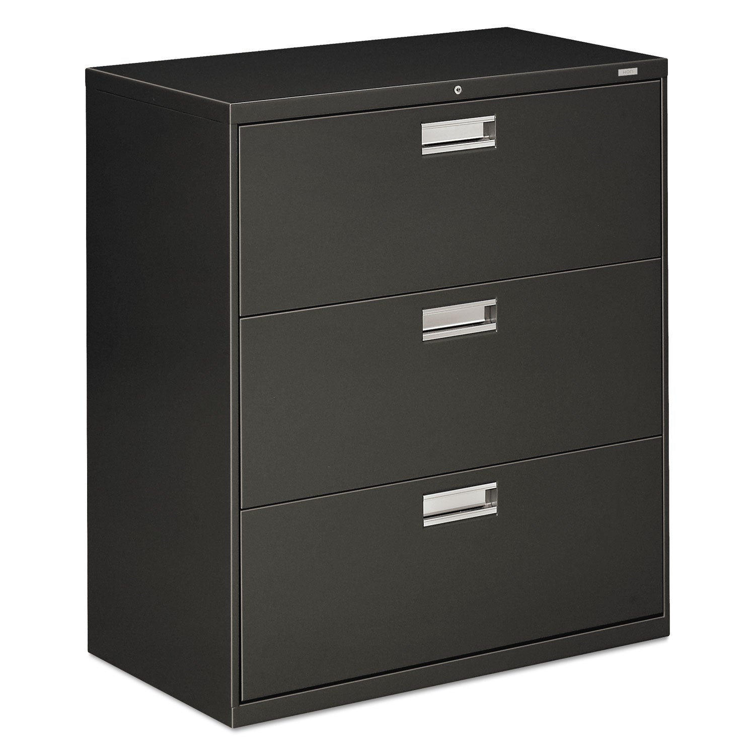 Brigade 600 Series Lateral File, 3 Legal/Letter-Size File Drawers, Charcoal, 36" x 18" x 39.13