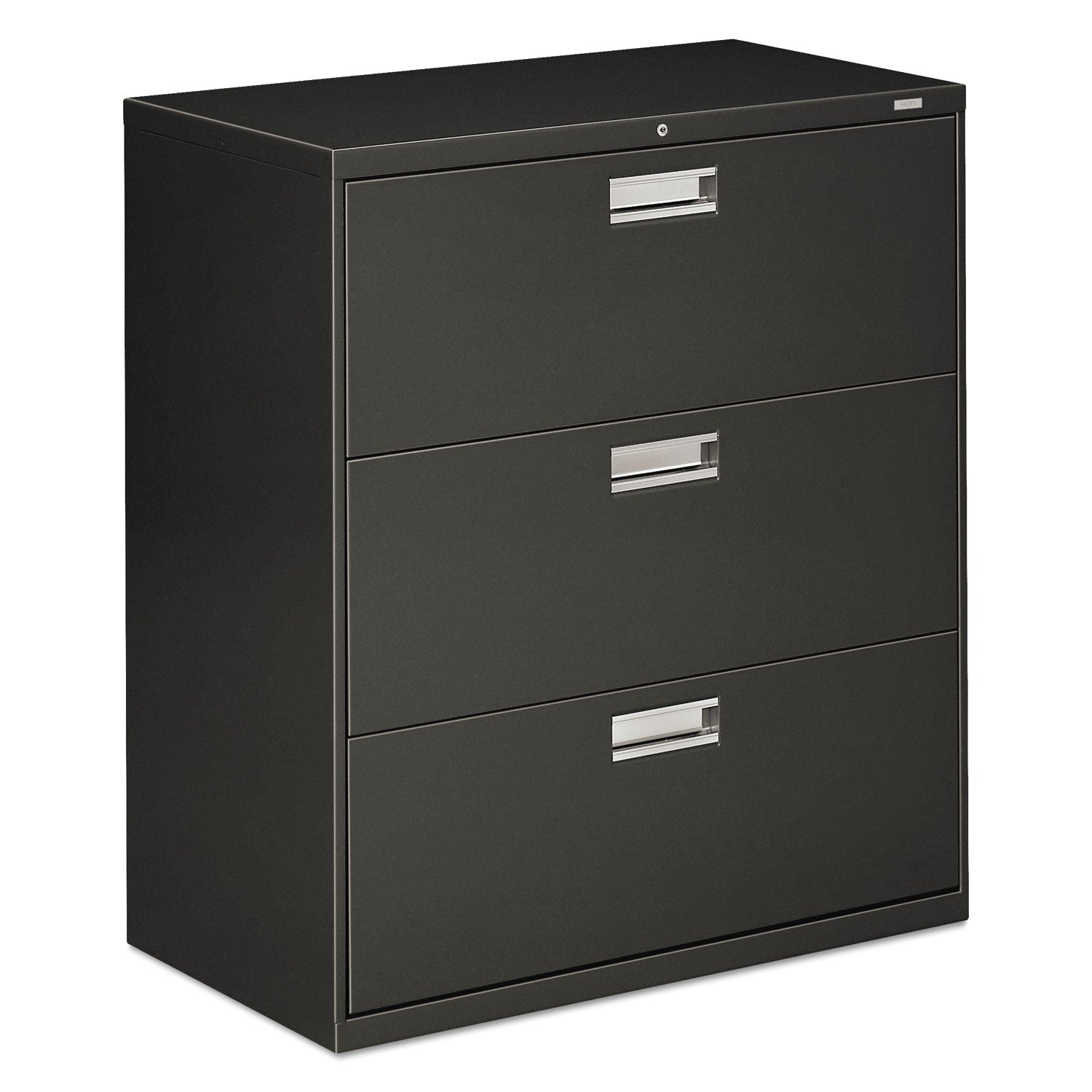 Brigade 600 Series Lateral File, 3 Legal/Letter-Size File Drawers, Charcoal, 36" x 18" x 39.13 - 