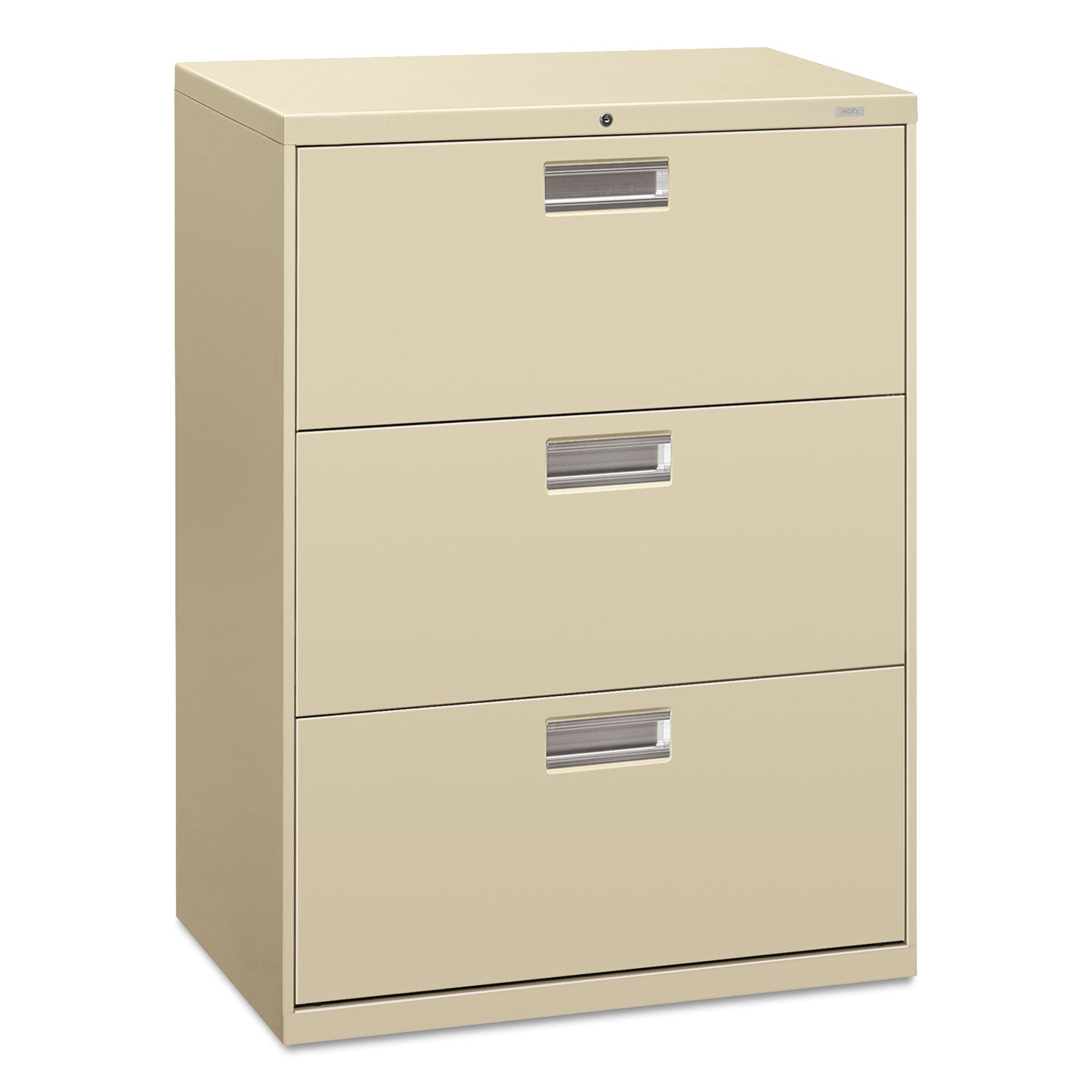 Brigade 600 Series Lateral File, 3 Legal/Letter-Size File Drawers, Putty, 30" x 18" x 39.13 - 
