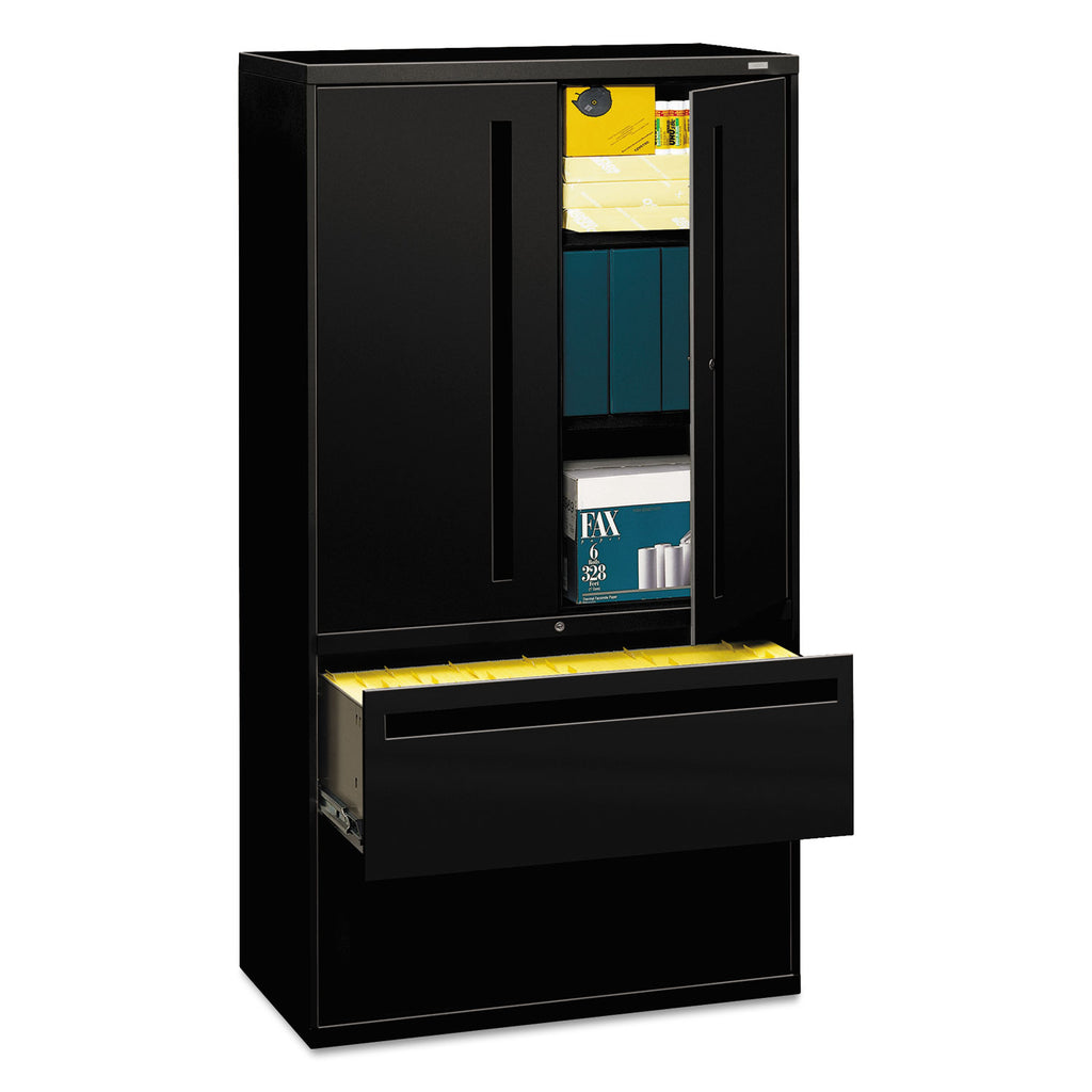 Brigade 700 Series Lateral File, Three-Shelf Enclosed Storage, 2 Legal/Letter-Size File Drawers, Black, 36" x 18" x 64.25 - 