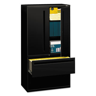 Brigade 700 Series Lateral File, Three-Shelf Enclosed Storage, 2 Legal/Letter-Size File Drawers, Black, 36" x 18" x 64.25 - 