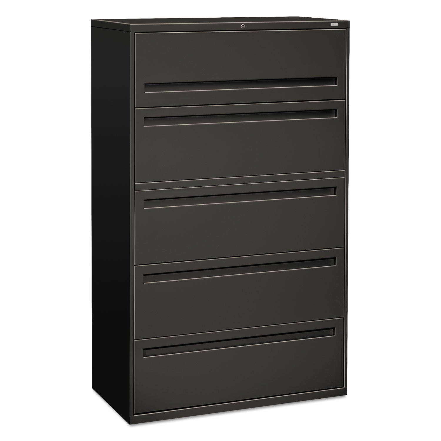 Brigade 700 Series Lateral File, 4 Legal/Letter-Size File Drawers, 1 File Shelf, 1 Post Shelf, Charcoal, 42" x 18" x 64.25
