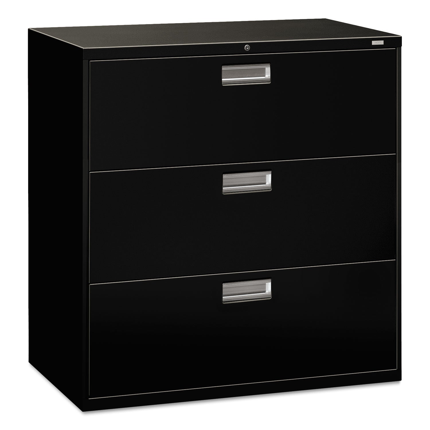 Brigade 600 Series Lateral File, 3 Legal/Letter-Size File Drawers, Black, 42" x 18" x 39.13 - 