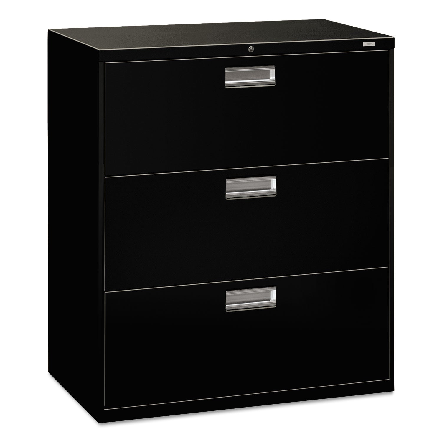 Brigade 600 Series Lateral File, 3 Legal/Letter-Size File Drawers, Black, 36" x 18" x 39.13 - 