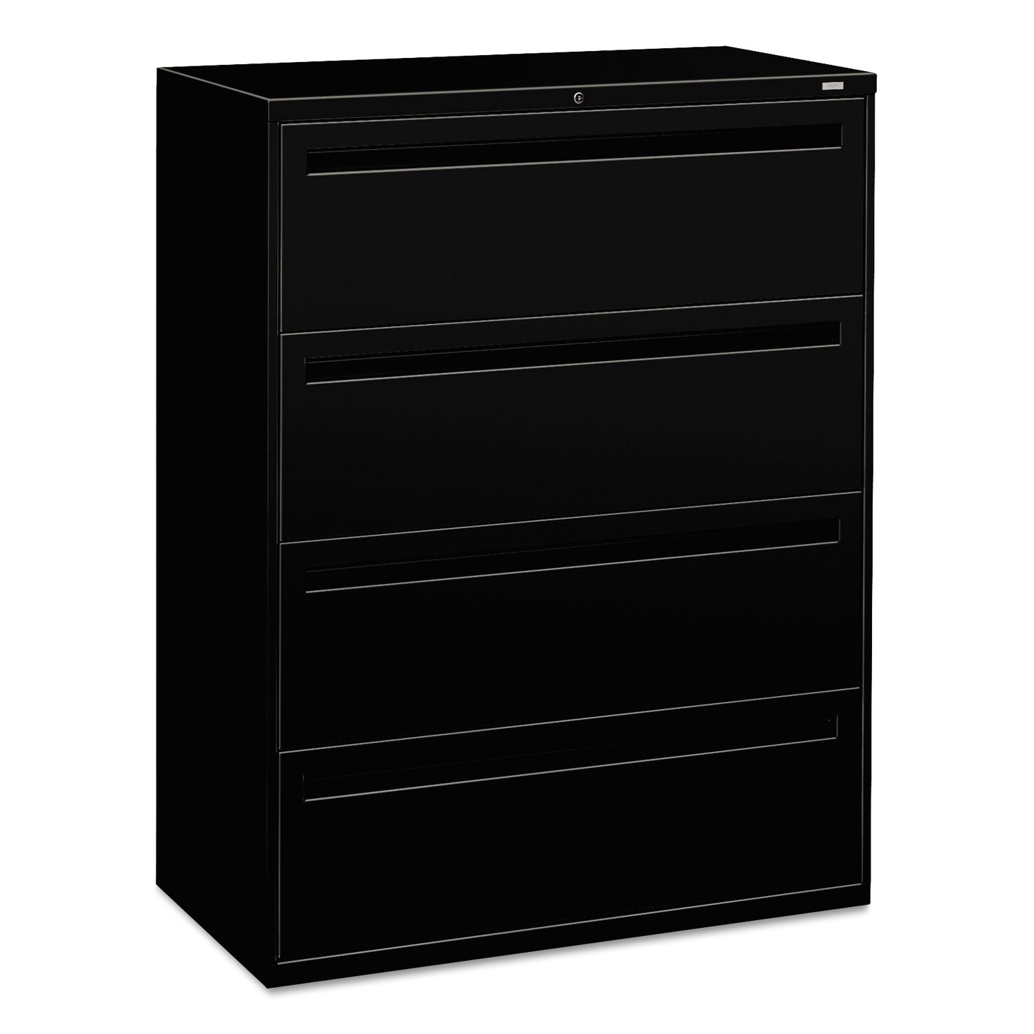 Brigade 700 Series Lateral File, 4 Legal/Letter-Size File Drawers, Black, 42" x 18" x 52.5 - 