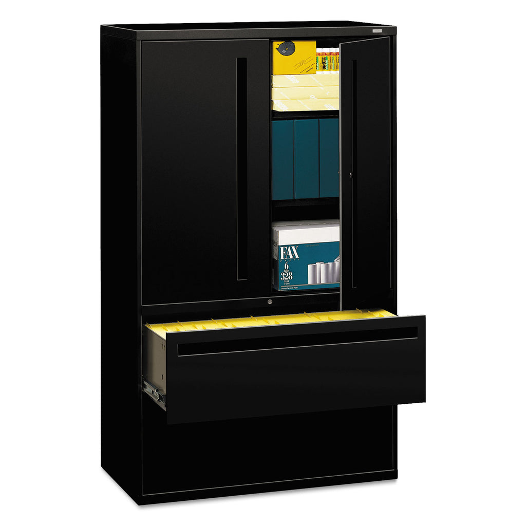 Brigade 700 Series Lateral File, Three-Shelf Enclosed Storage, 2 Legal/Letter-Size File Drawers, Black, 42" x 18" x 64.25 - 