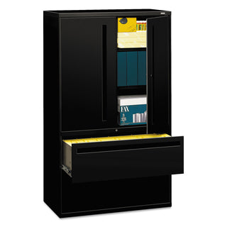 Brigade 700 Series Lateral File, Three-Shelf Enclosed Storage, 2 Legal/Letter-Size File Drawers, Black, 42" x 18" x 64.25 - 