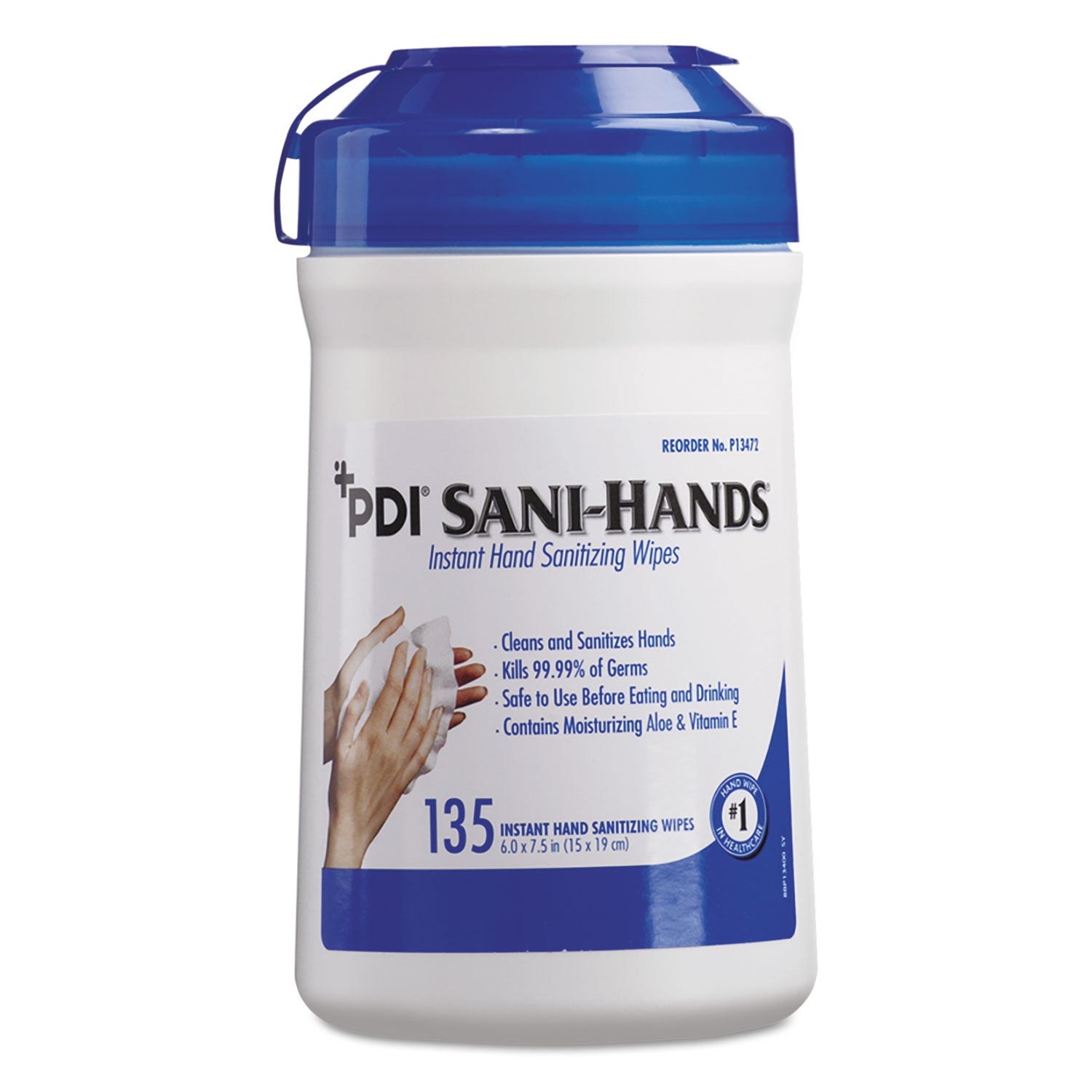 sani-hands-alc-instant-hand-sanitizing-wipes-1-ply-75-x-6-white-135-canister-12-canisters-carton_nicp13472 - 1
