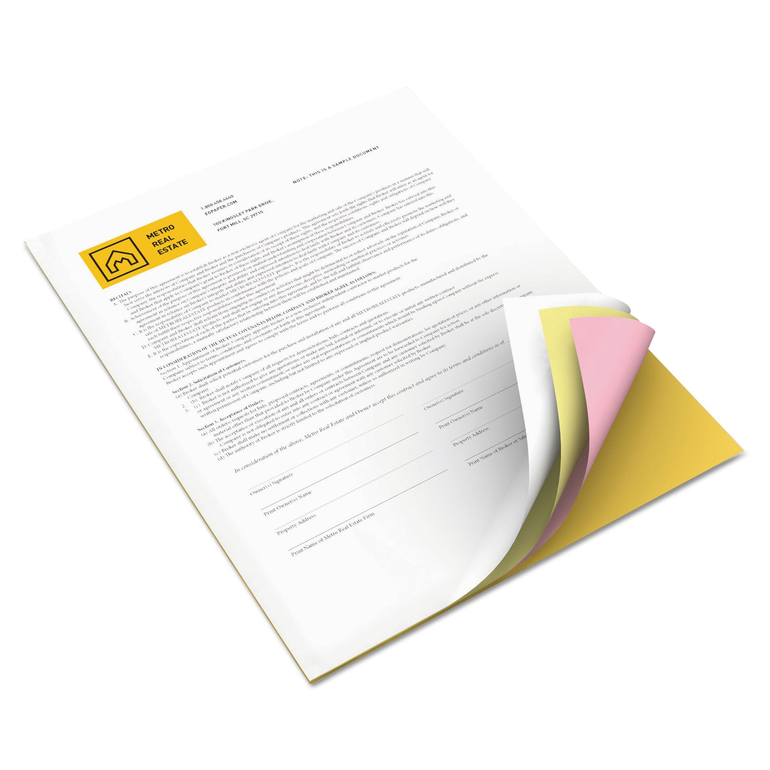 Revolution Carbonless 4-Part Paper, 8.5 x 11, White/Canary/Pink/Goldenrod, 5,000/Carton - 