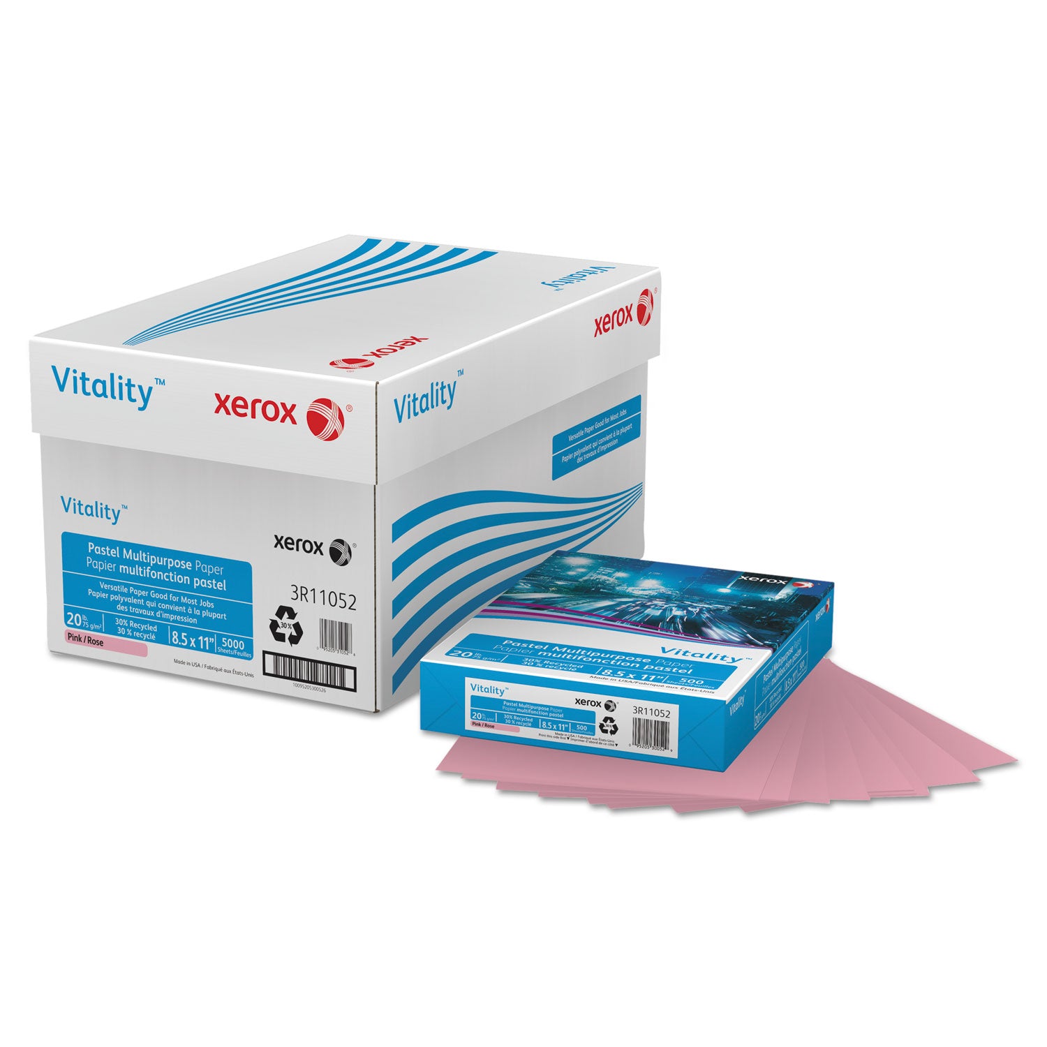 Multipurpose Pastel Colored Paper, 20 lb Bond Weight, 8.5 x 11, Pink, 500/Ream - 