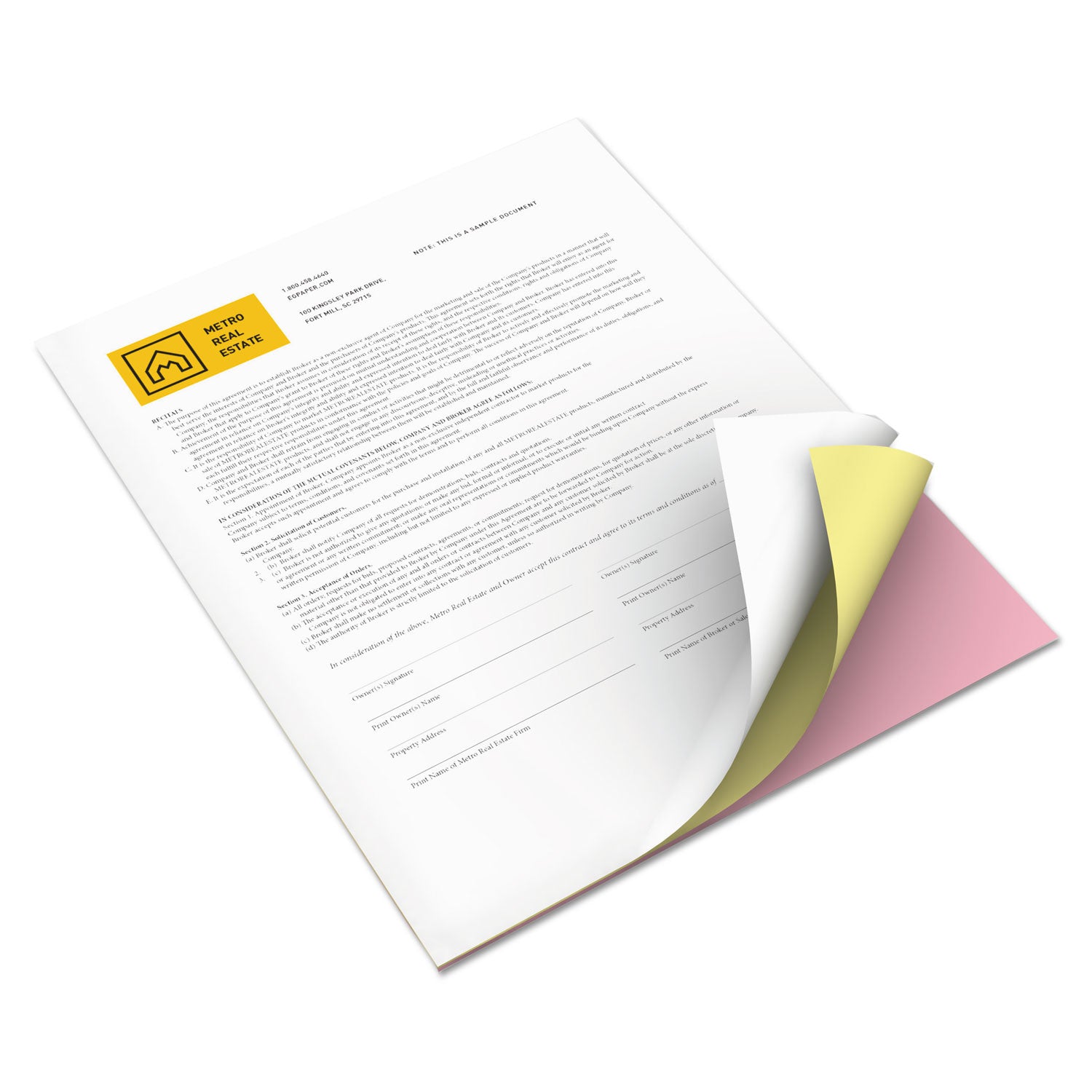 Vitality Multipurpose Carbonless 3-Part Paper, 8.5 x 11, Pink/Canary/White, 5,010/Carton - 