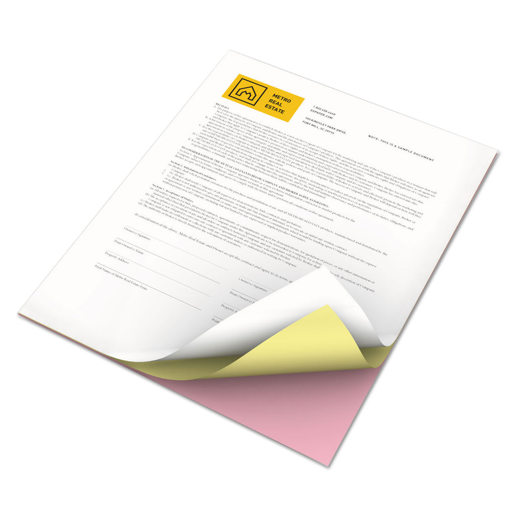 Vitality Multipurpose Carbonless 3-Part Paper, 8.5 x 11, Pink/Canary/White, 5,010/Carton