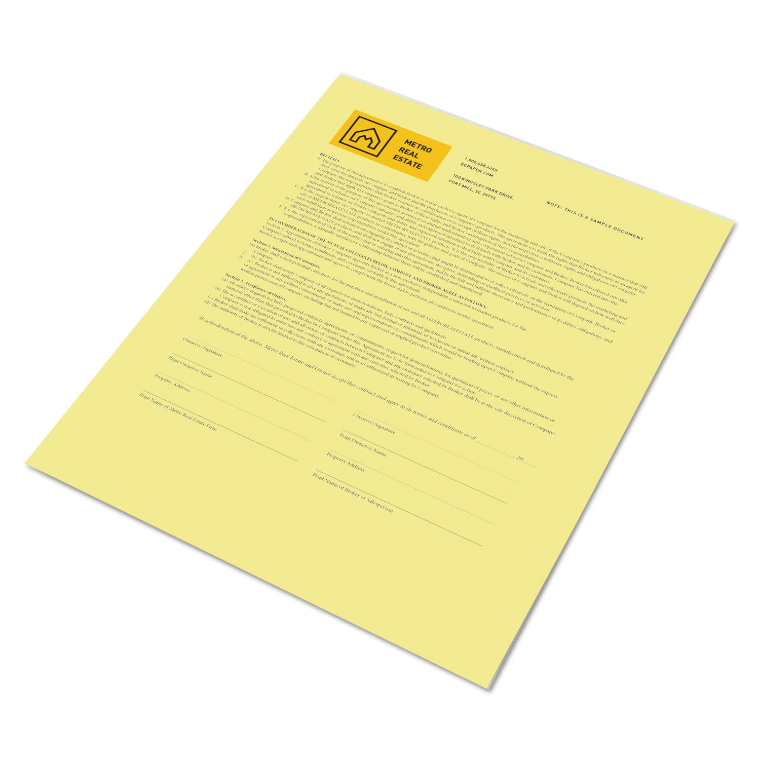 Revolution Digital Carbonless Paper, 1-Part, 8.5 x 11, Canary, 500/Ream - 