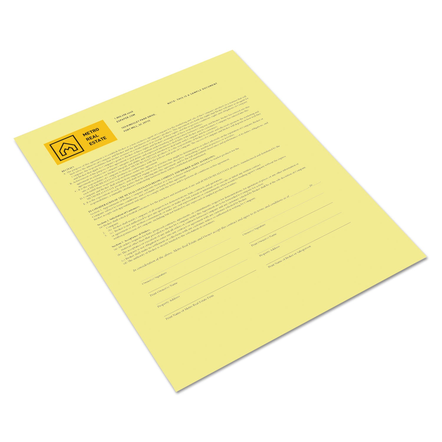 Revolution Digital Carbonless Paper, 1-Part, 8.5 x 11, Canary, 500/Ream - 