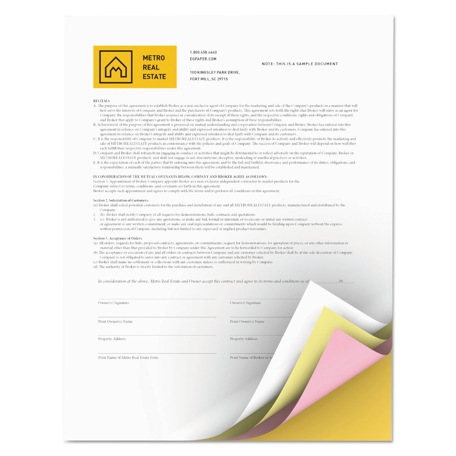 Revolution Carbonless 4-Part Paper, 8.5 x 11, White/Canary/Pink/Goldenrod, 5,000/Carton - 