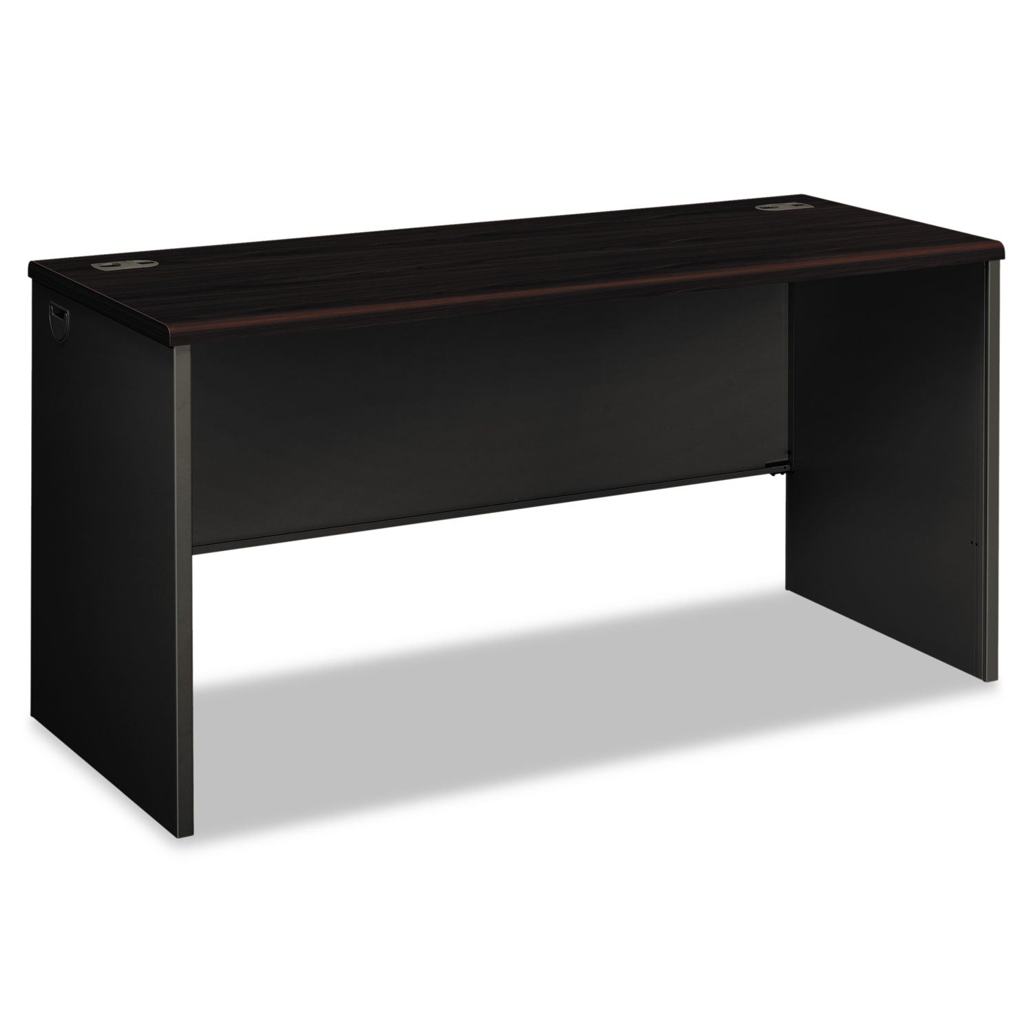 38000 Series Desk Shell, 60w x 24d x 29.5h, Mahogany/Charcoal - 