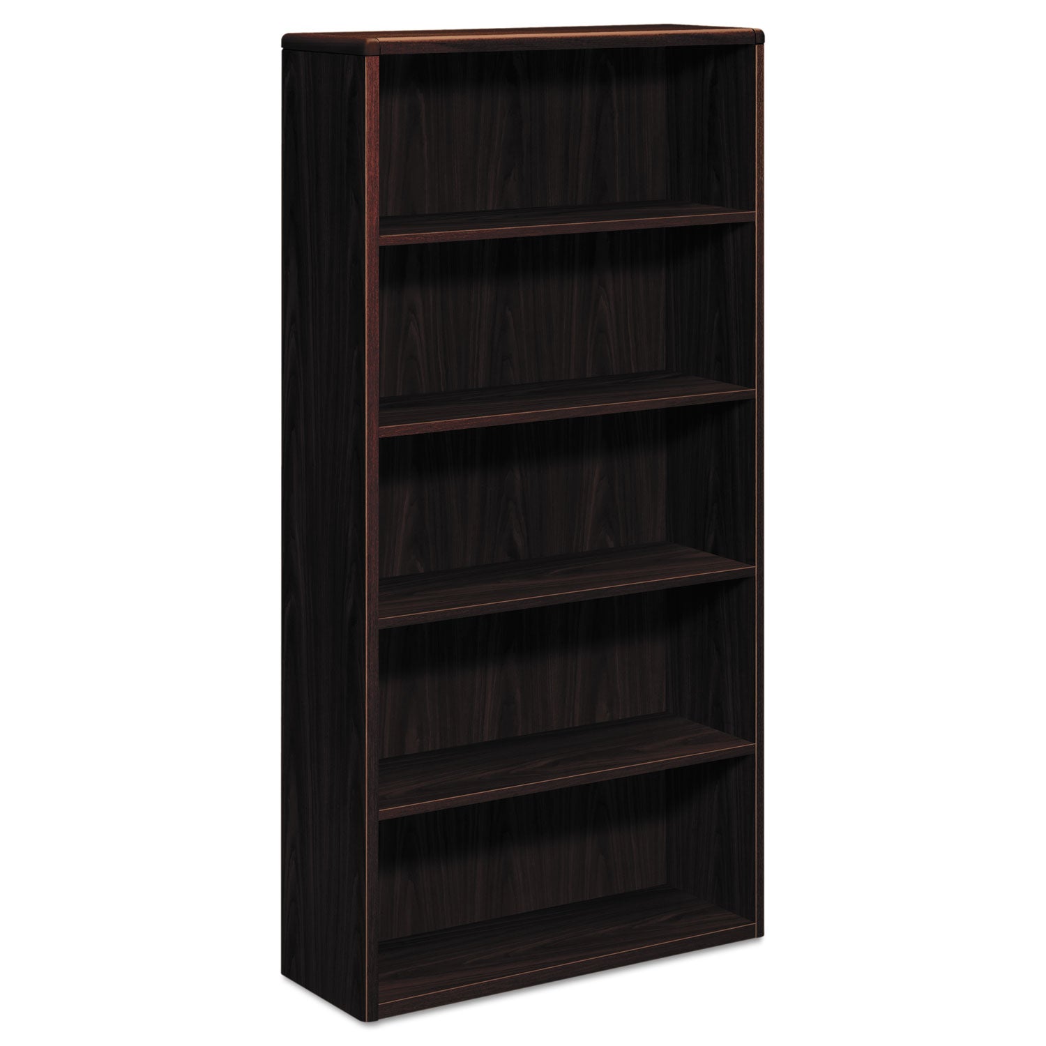 10700 Series Wood Bookcase, Five-Shelf, 36w x 13.13d x 71h, Mahogany - 