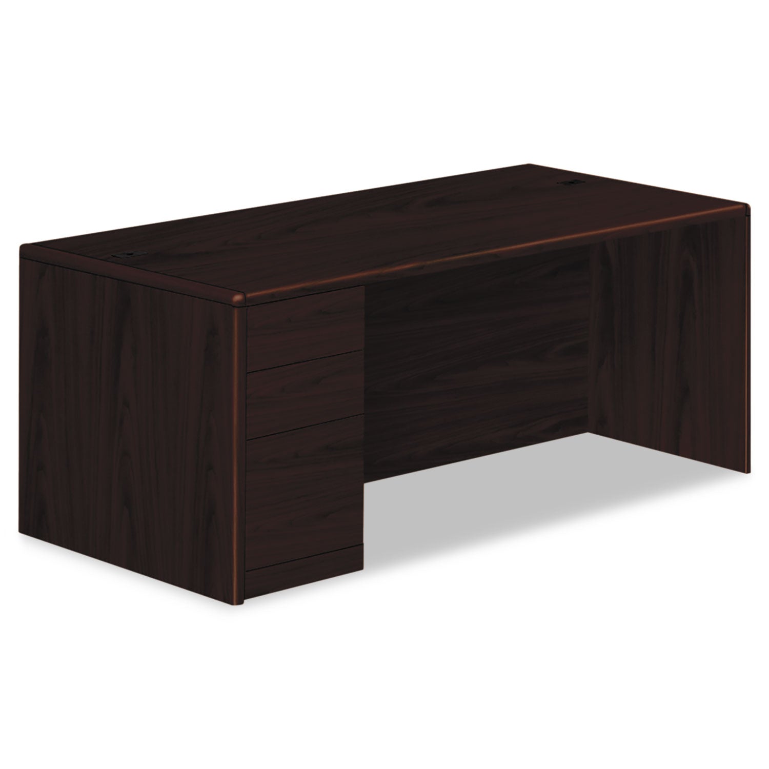 10700 Series Single Pedestal Desk with Full-Height Pedestal on Left, 72" x 36" x 29.5", Mahogany - 