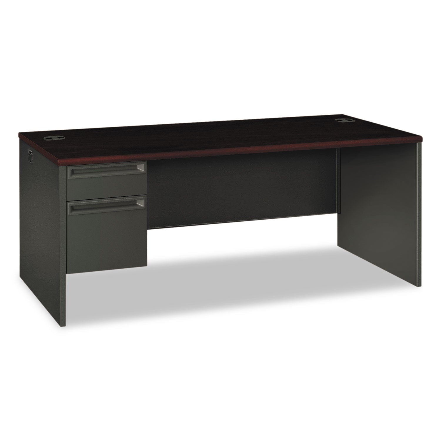 38000 Series Left Pedestal Desk, 72" x 36" x 29.5", Mahogany/Charcoal - 