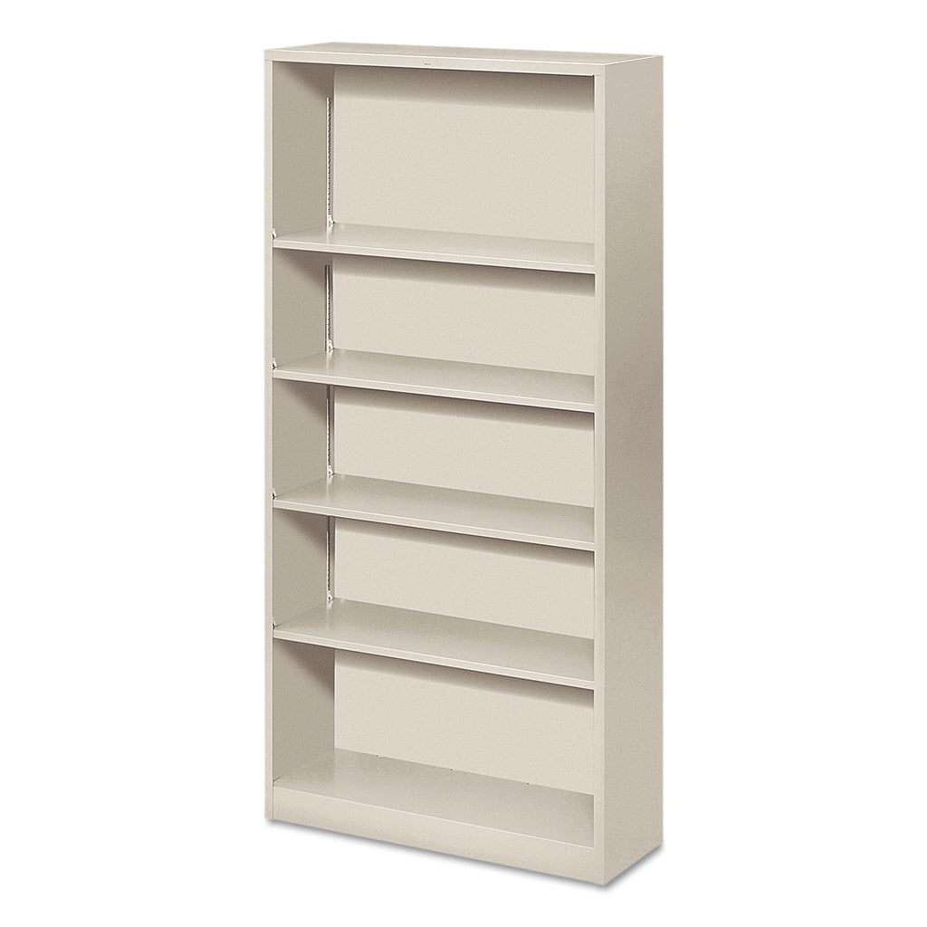 Metal Bookcase, Five-Shelf, 34.5w x 12.63d x 71h, Light Gray - 