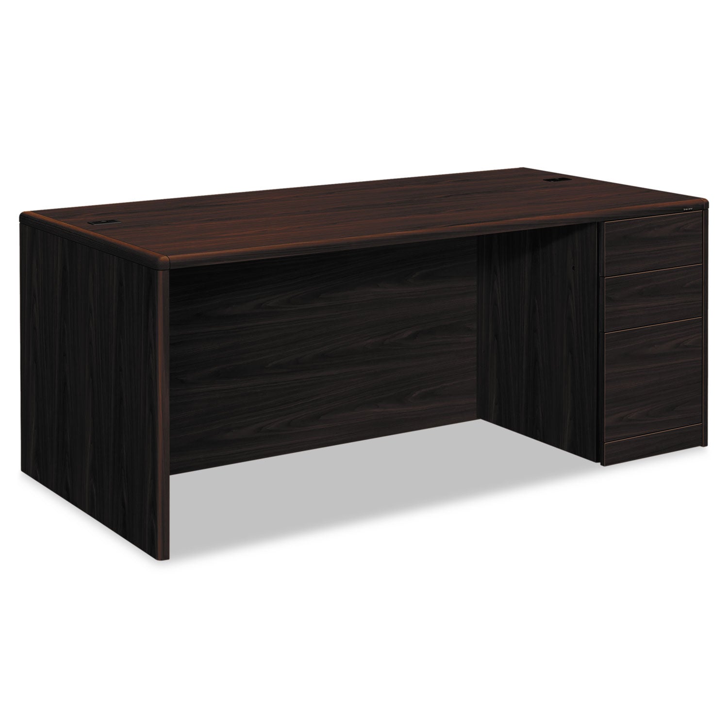 10700 Series Single Pedestal Desk with Full-Height Pedestal on Right, 72" x 36" x 29.5", Mahogany - 