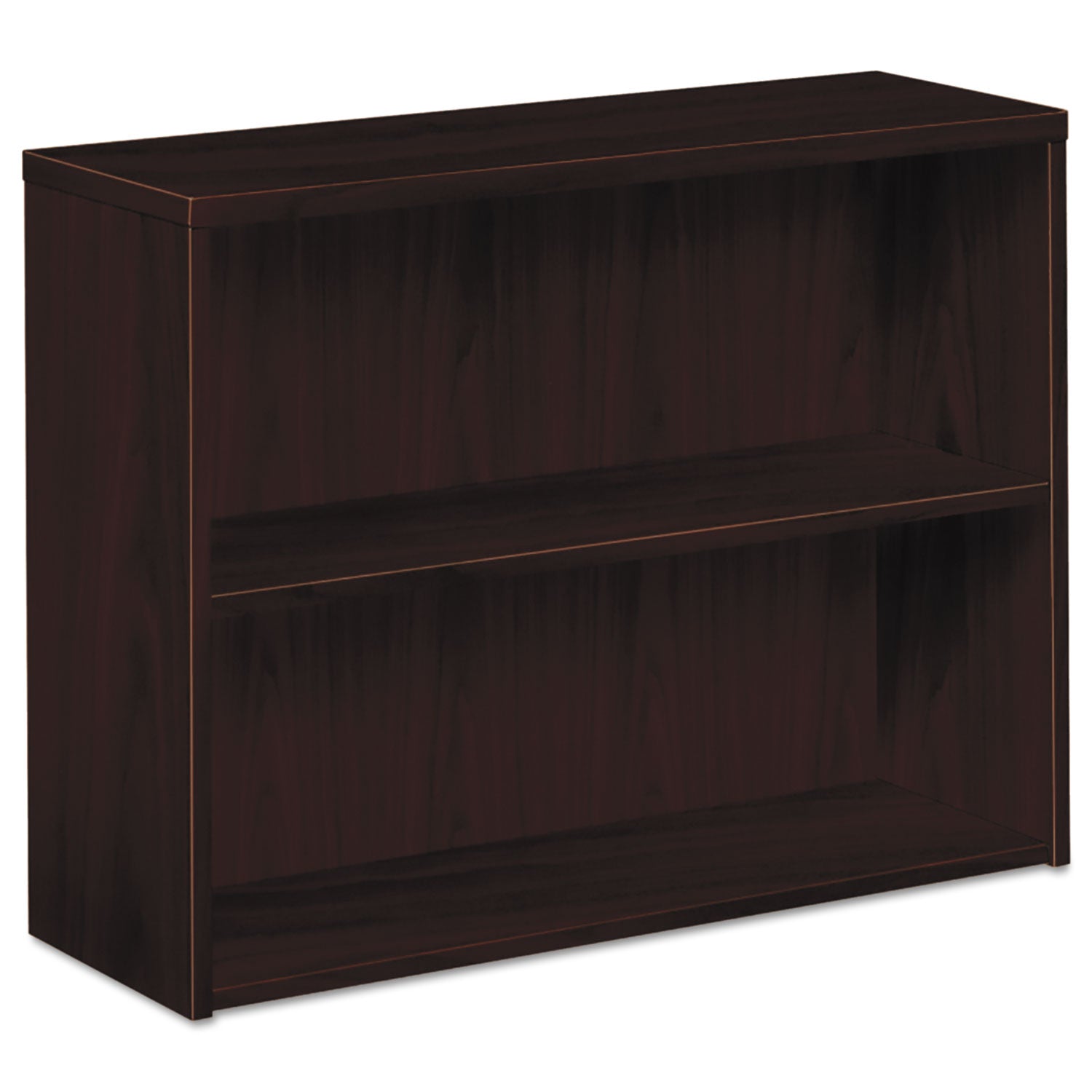 10500 Series Laminate Bookcase, Two-Shelf, 36w x 13.13d x 29.63h, Mahogany - 