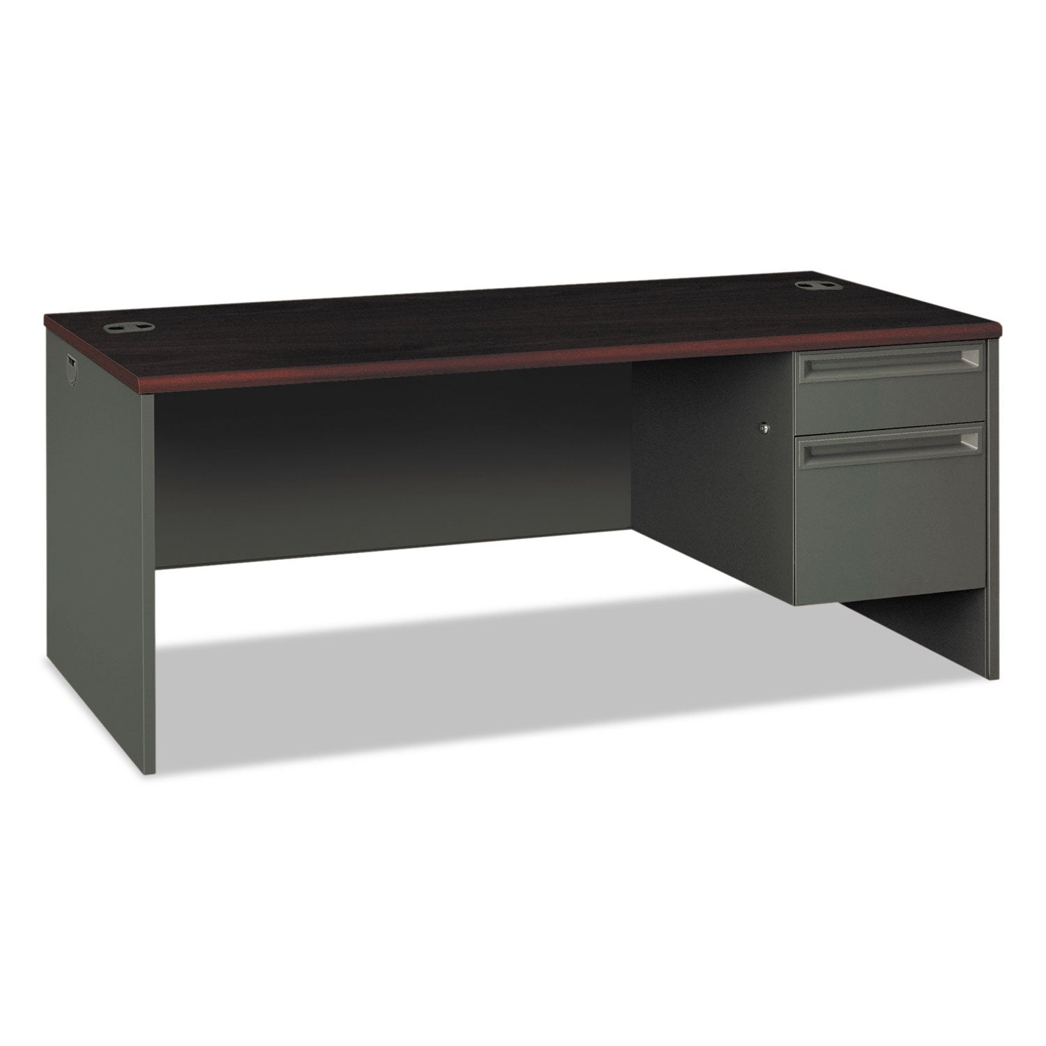 38000 Series Right Pedestal Desk, 72" x 36" x 29.5", Mahogany/Charcoal - 