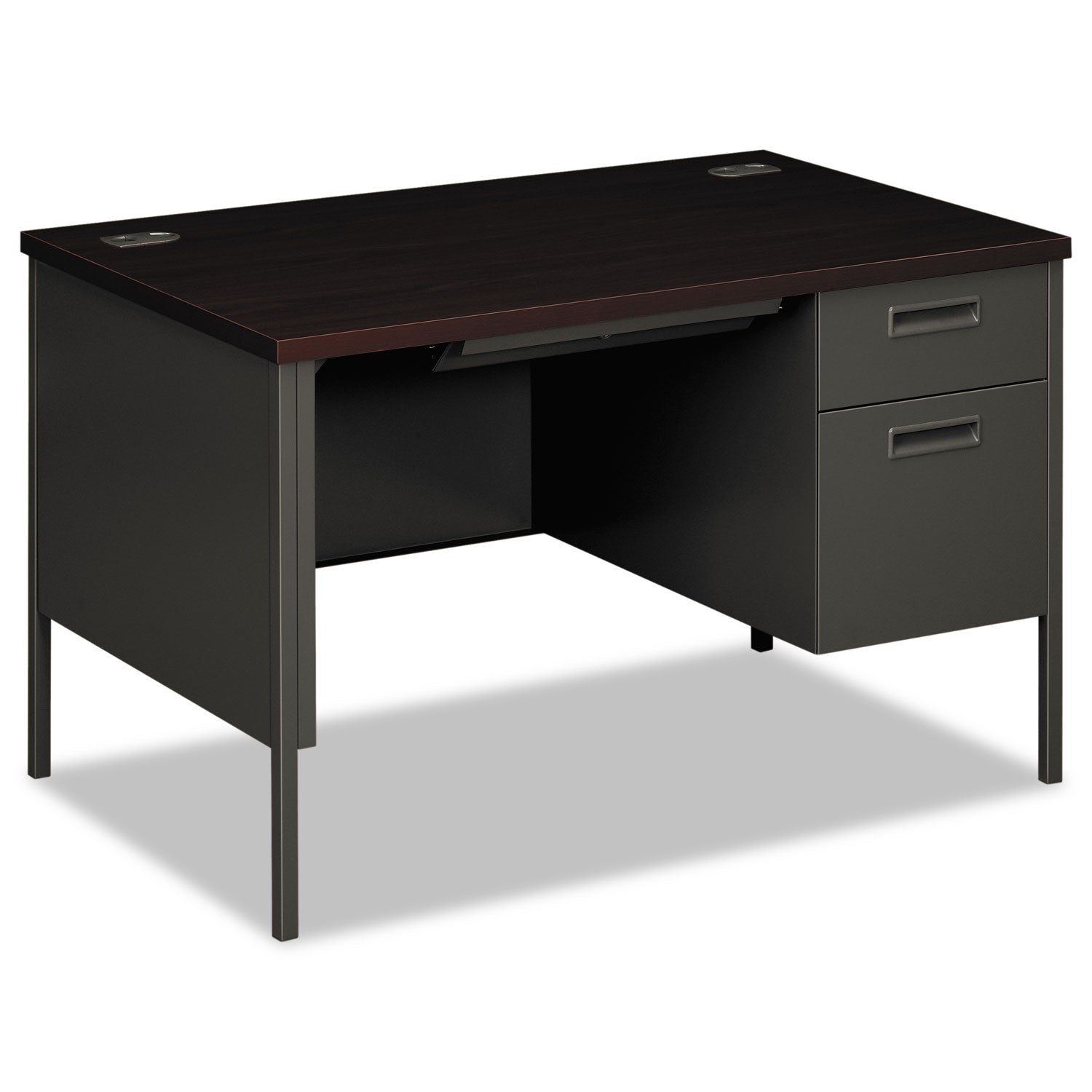 Metro Classic Series Right Pedestal Desk, 48" x 30" x 29.5", Mahogany/Charcoal - 