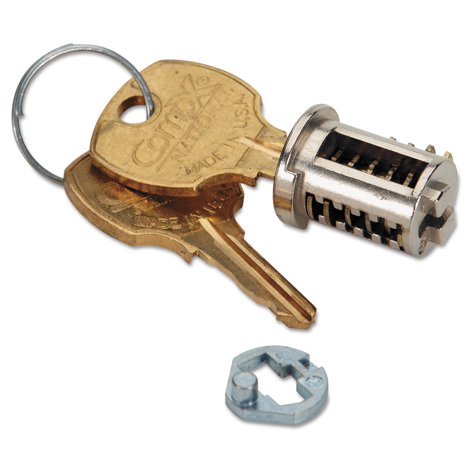 Replacement Removable Lock Core Kit for HON Locking File Cabinets and Pedestals, Brushed Chrome - 