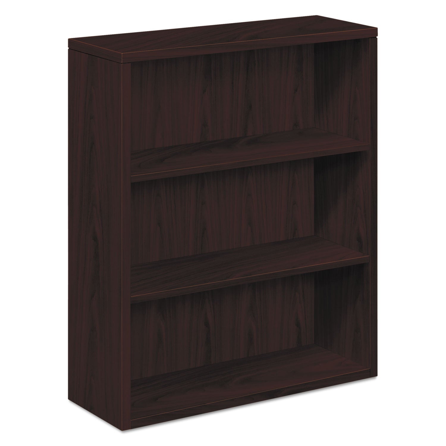 10500 Series Laminate Bookcase, Three-Shelf, 36w x 13.13d x 43.38h, Mahogany - 