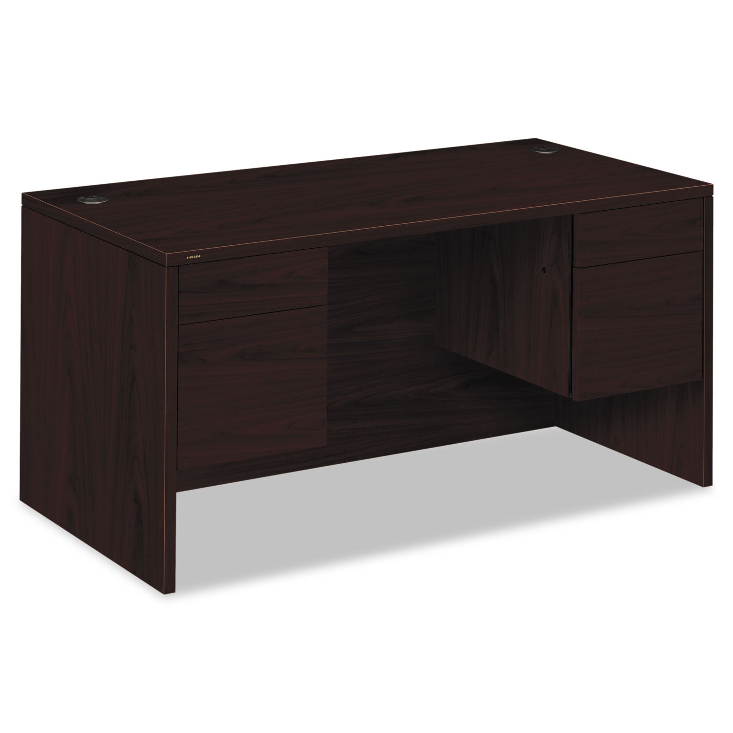 10500 Series Double 3/4-Height Pedestal Desk, Left and Right: Box/File, 60" x 30" x 29.5", Mahogany - 