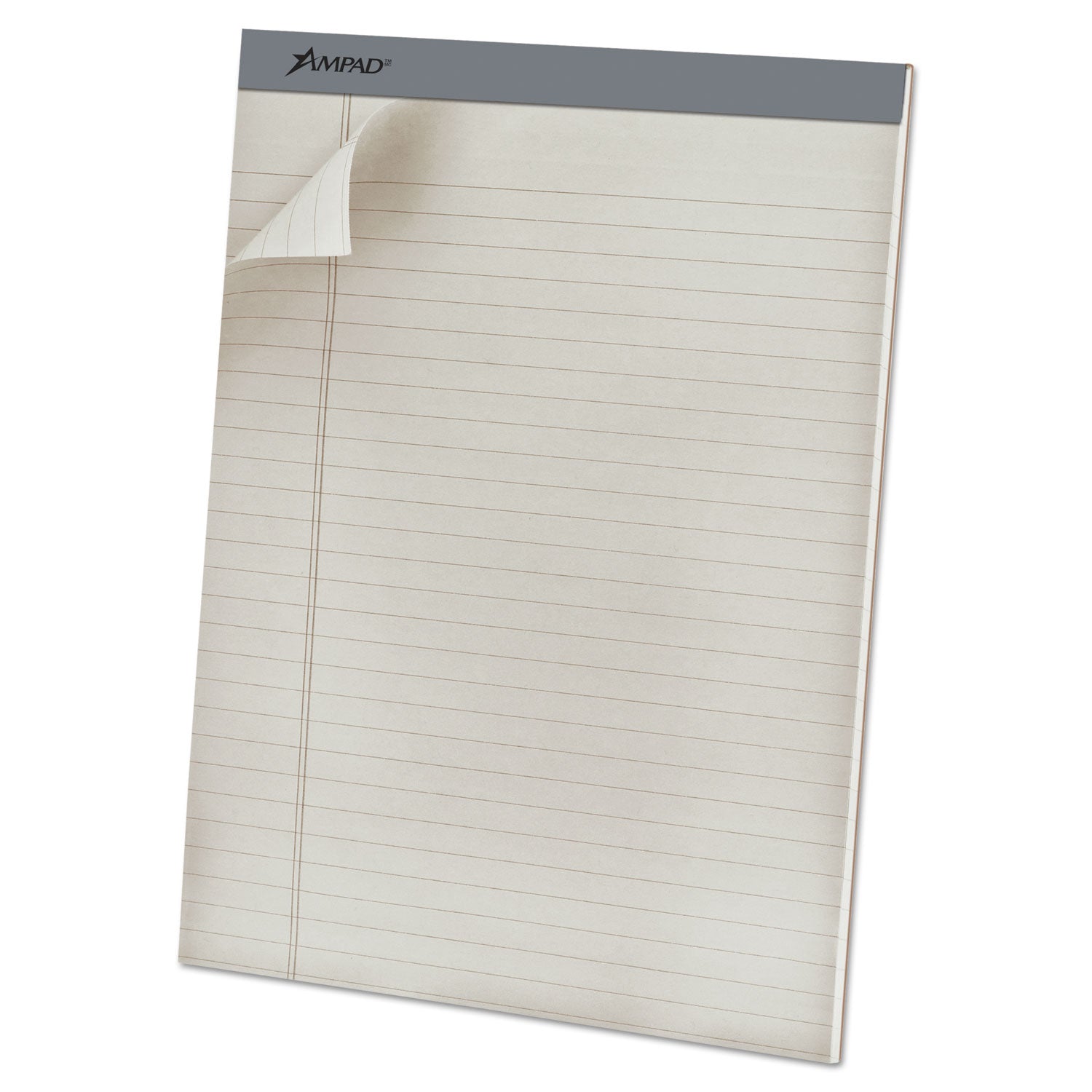 Pastel Writing Pads, Wide/Legal Rule, Dove Gray Headband, 50 Gray 8.5 x 11.75 Sheets, Dozen - 