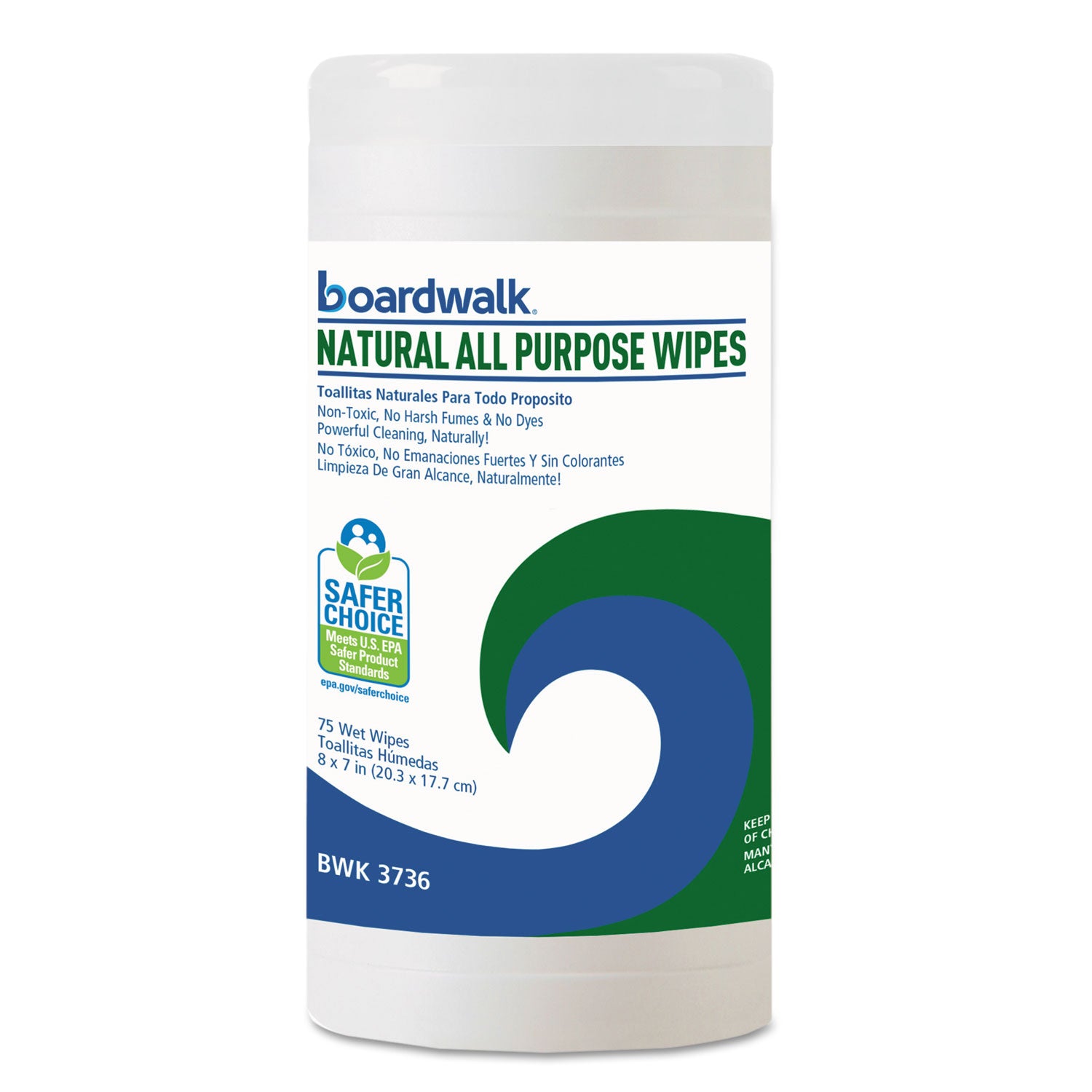 natural-all-purpose-wipes-7-x-8-unscented-white-75-wipes-canister-6-canisters-carton_bwk4736 - 1