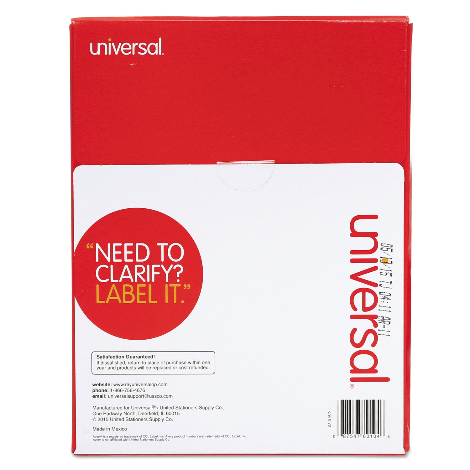 White Labels, Inkjet/Laser Printers, 1 x 4, White, 20/Sheet, 100 Sheets/Box - 