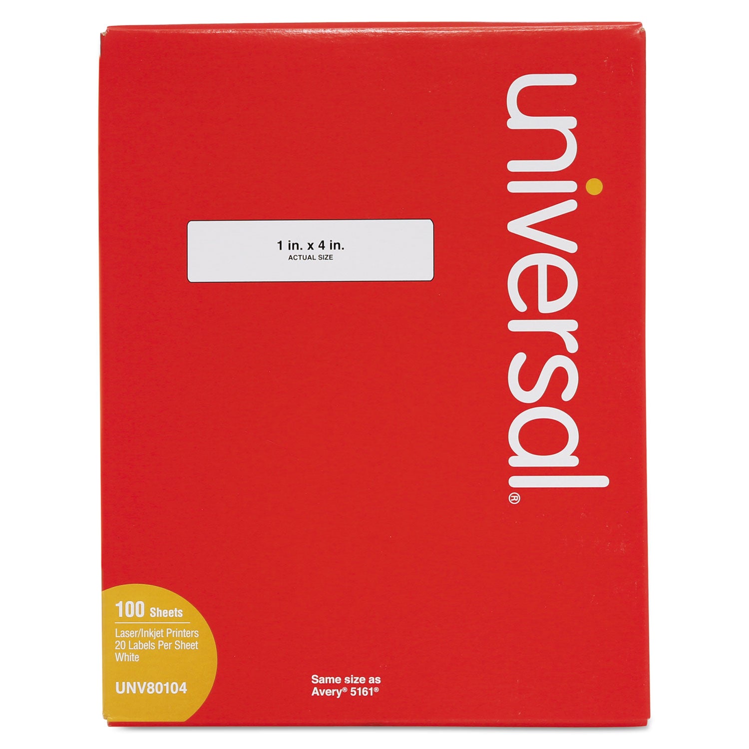 White Labels, Inkjet/Laser Printers, 1 x 4, White, 20/Sheet, 100 Sheets/Box - 