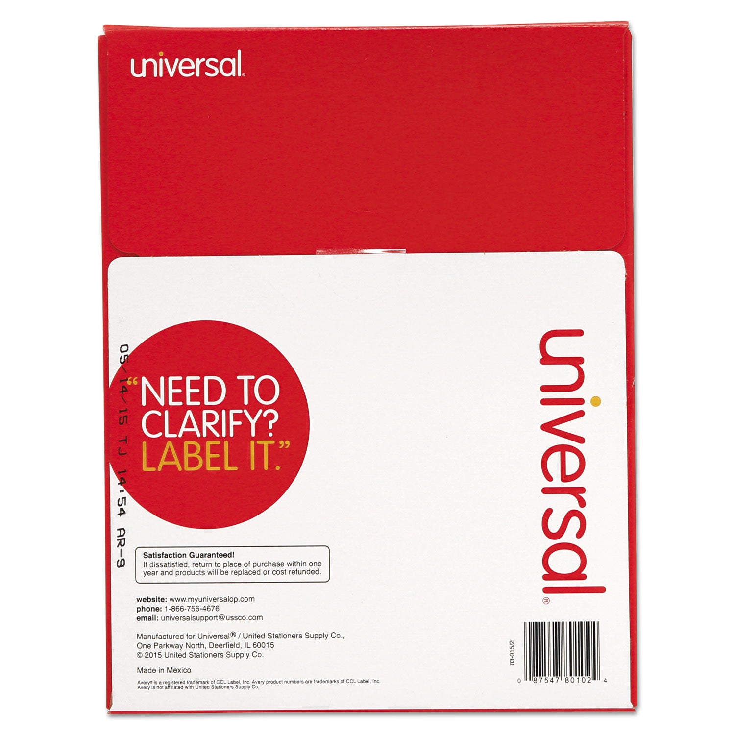 White Labels, Inkjet/Laser Printers, 1 x 2.63, White, 30/Sheet, 100 Sheets/Box - 