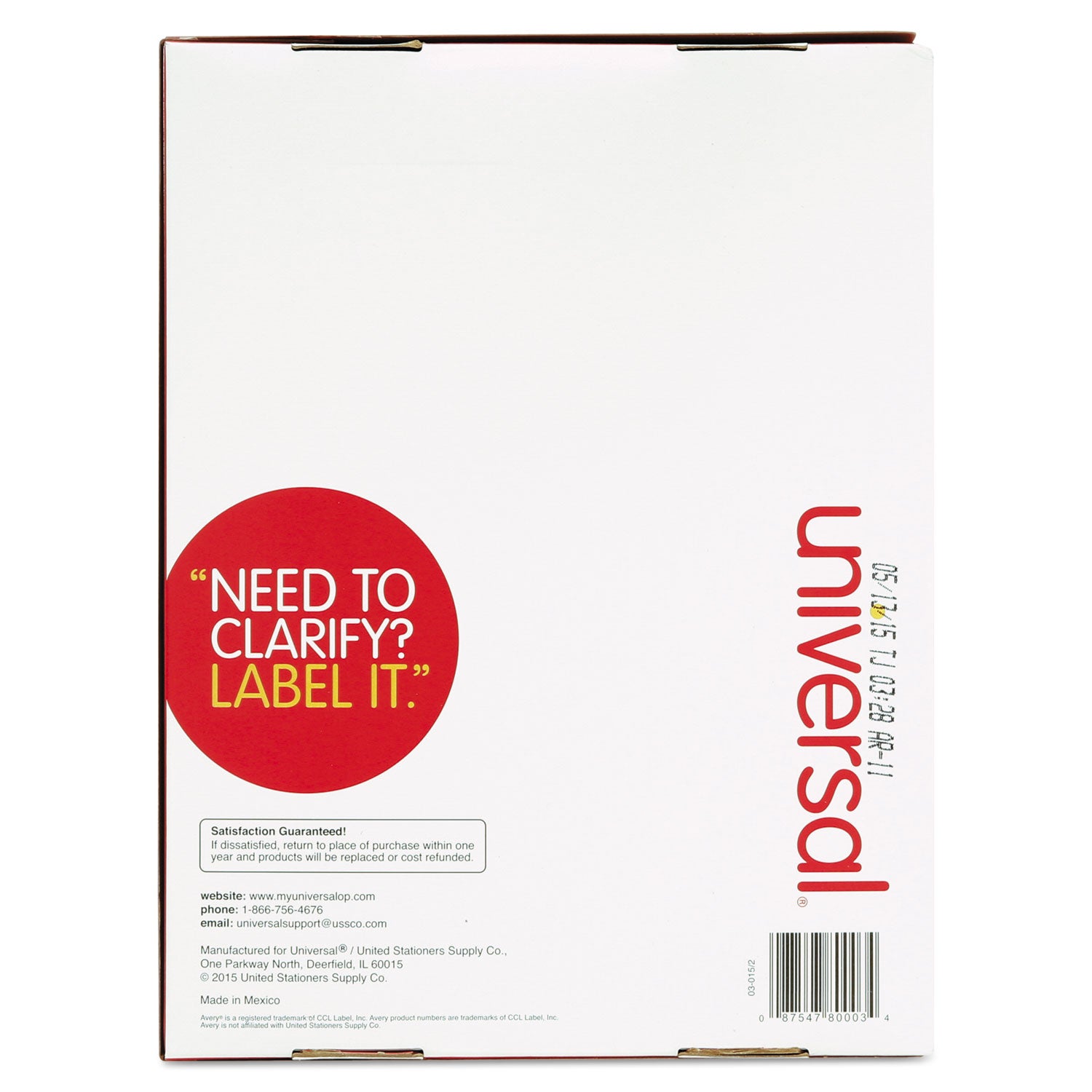 White Labels, Inkjet/Laser Printers, 1.33 x 4, White, 14/Sheet, 250 Sheets/Box - 