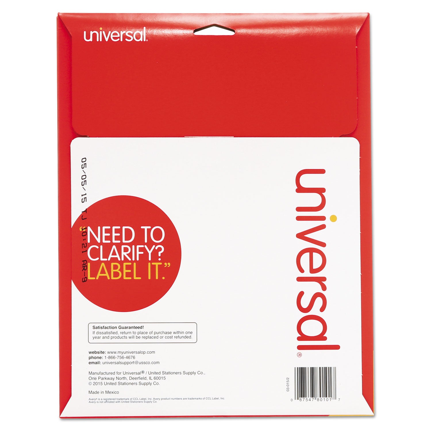 White Labels, Inkjet/Laser Printers, 1 x 2.63, White, 30/Sheet, 25 Sheets/Pack - 