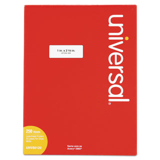 White Labels, Inkjet/Laser Printers, 1 x 2.63, White, 30/Sheet, 250 Sheets/Pack - 
