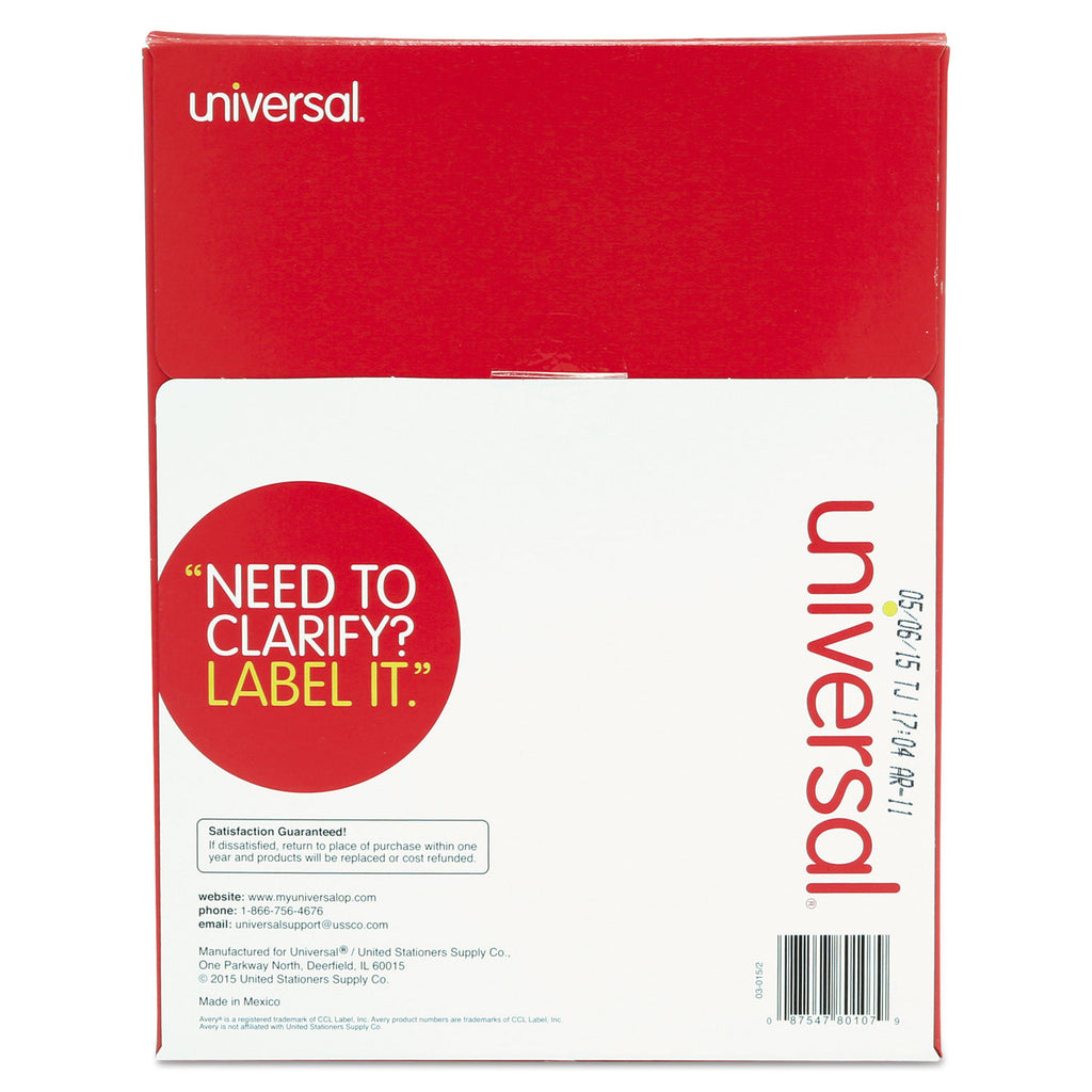 White Labels, Inkjet/Laser Printers, 2 x 4, White, 10/Sheet, 100 Sheets/Box - 