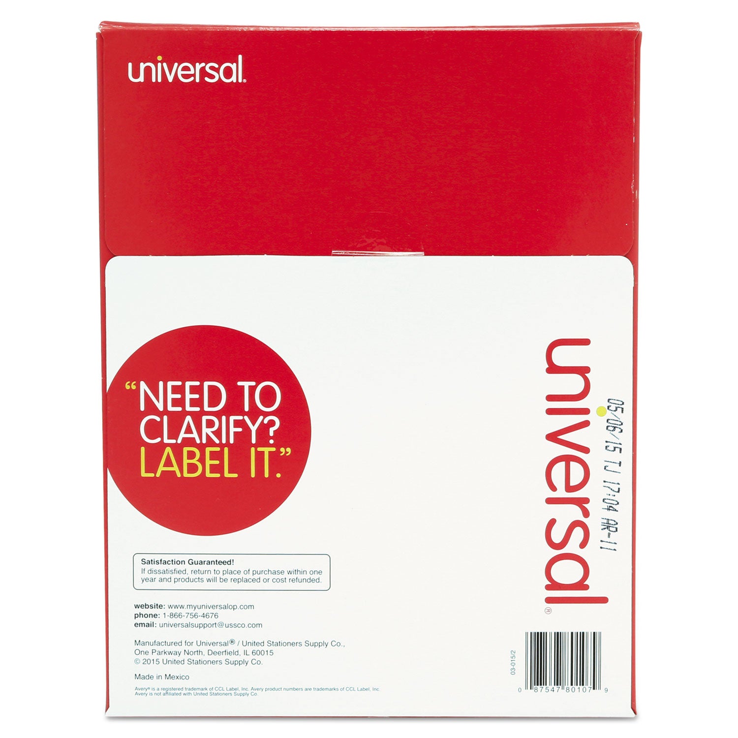 White Labels, Inkjet/Laser Printers, 2 x 4, White, 10/Sheet, 100 Sheets/Box - 