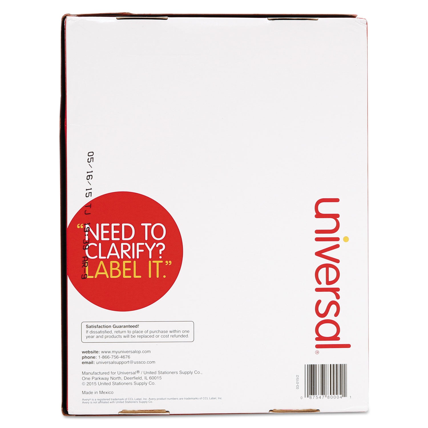 White Labels, Inkjet/Laser Printers, 2 x 4, White, 10/Sheet, 250 Sheets/Box - 