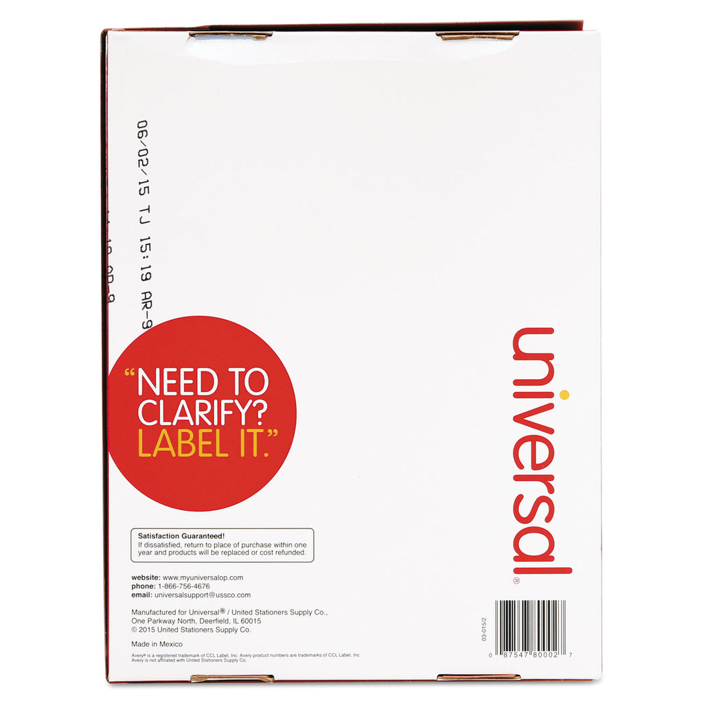White Labels, Inkjet/Laser Printers, 1 x 4, White, 20/Sheet, 250 Sheets/Box - 
