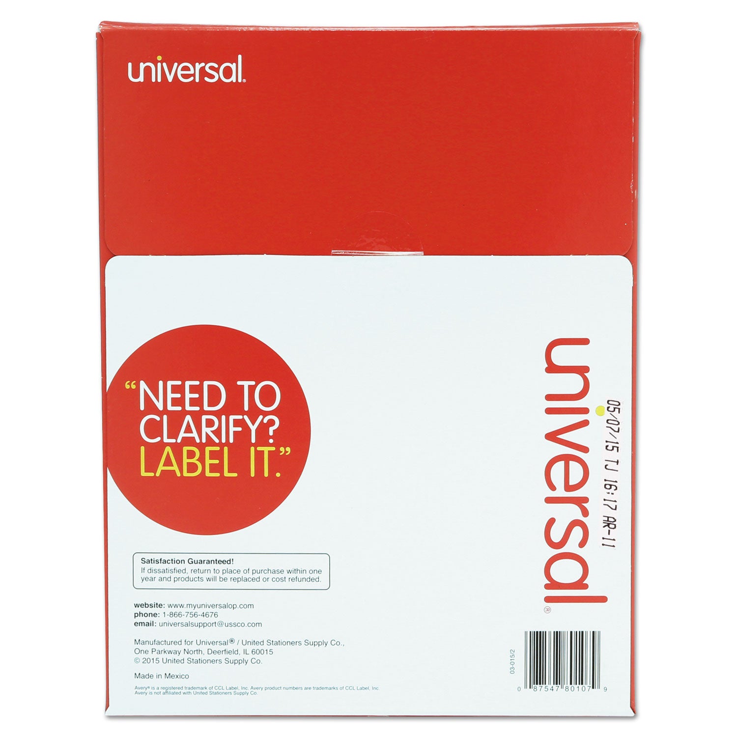White Labels, Inkjet/Laser Printers, 3.33 x 4, White, 6/Sheet, 100 Sheets/Box - 
