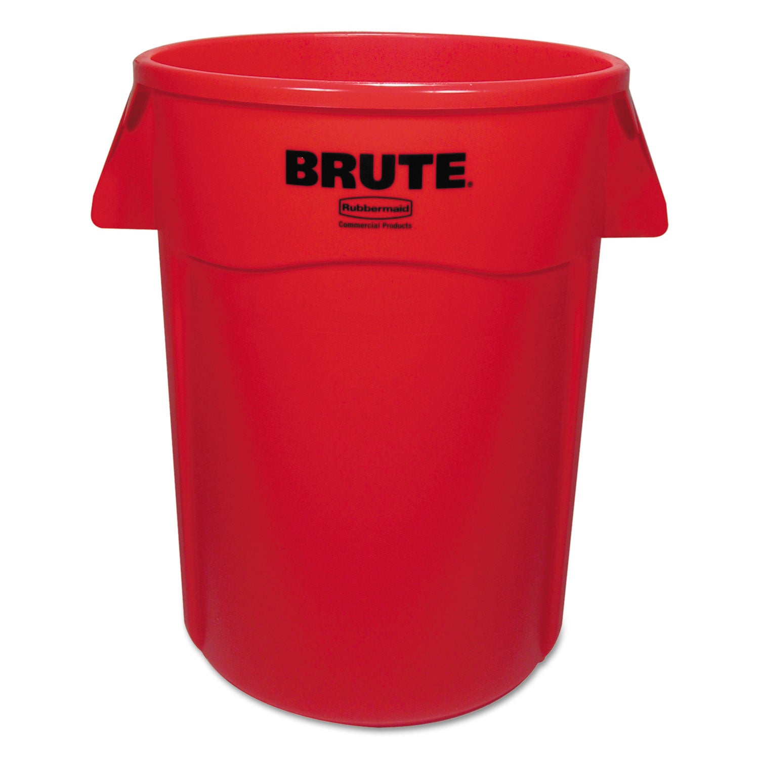 Vented Round Brute Container, 44 gal, Plastic, Red, 4/Carton