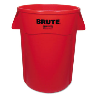 Vented Round Brute Container, 44 gal, Plastic, Red, 4/Carton